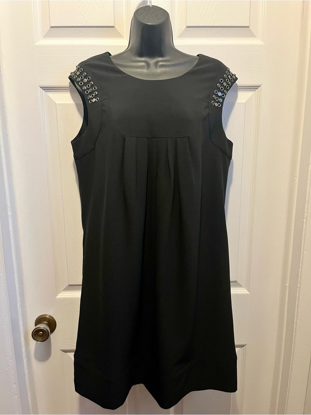 Roccobarocco Italy Dress Black Embellished Shift Midi Studded Crystal Sleeveless